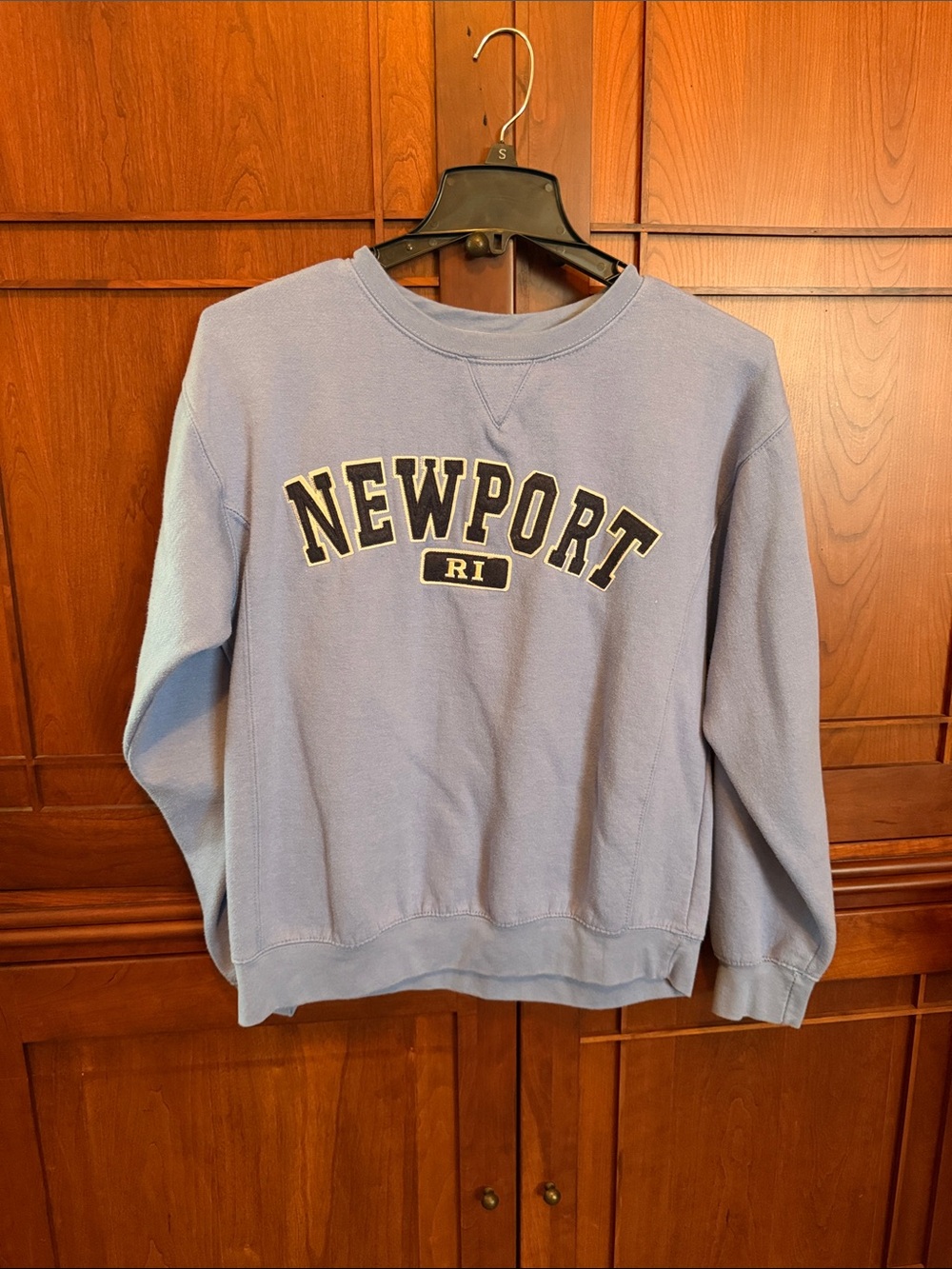Newport Men’s Light Blue Crewneck Sweatshirt with Black & Gold Lettering